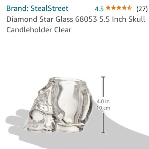 Pair of Glass Skull Candle Holders - Picture 3 of 7